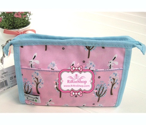 Shinzi Katoh กระเป๋าใส่เครื่องสำอางค์ ของใช้จุกจิกลายกระต่ายน้อย สีชมพู-ฟ้า