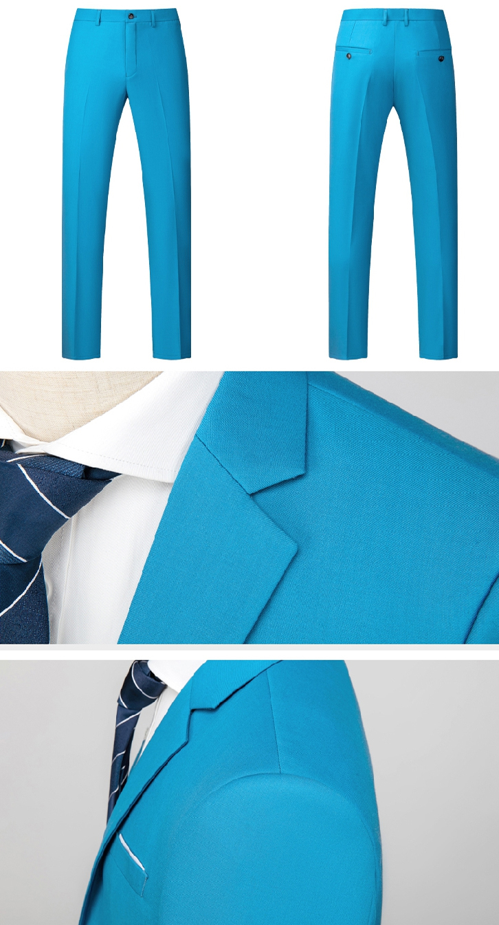 Pre-order เสื้อสูทชาย สีฟ้า ทรงสลิม สไตล์เกาหลี