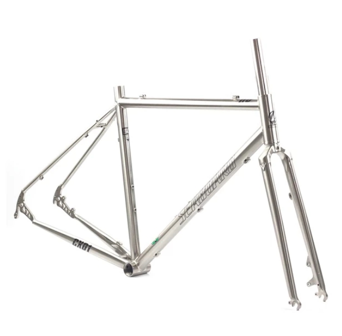 เฟรมเซ็ต เฟรมทัวร์ริ่ง SEABOARD Chromoly 4130 สี Chrome 700C Classic Cyclocross Cr-mo Frameset Disc Brake 4130