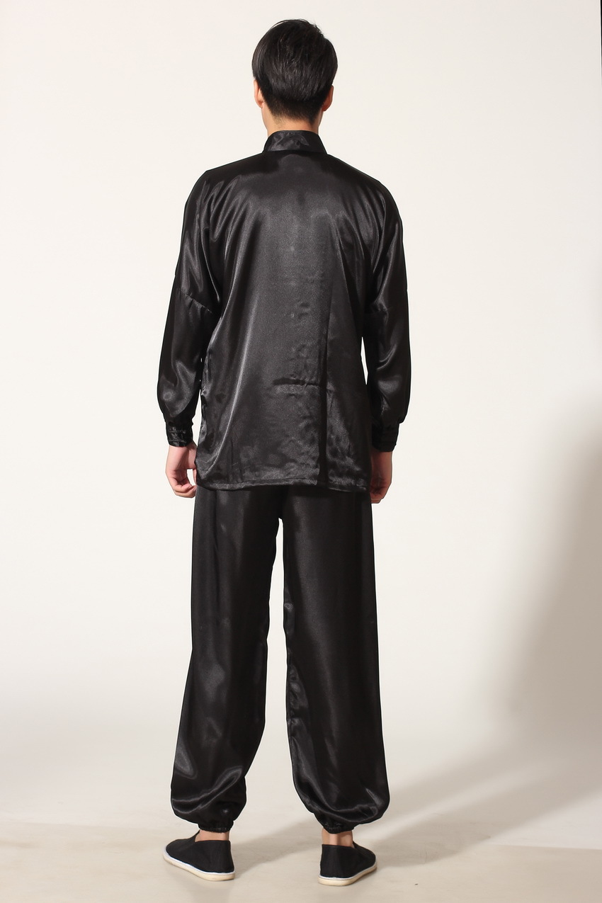 Pre-order ชุดจีนชาย แขนยาวผ้าแพร สีดำ