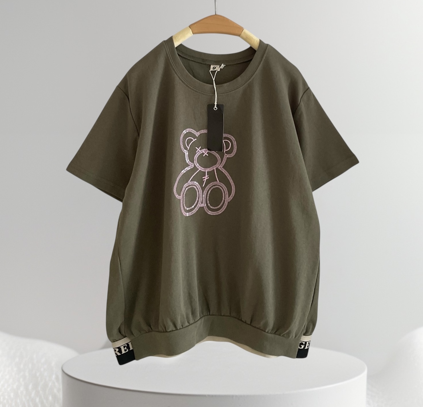 เสื้อยืดปักลายหมี 9am เอวจั๊ม