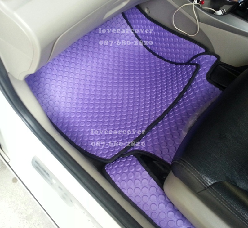 ขายพรมปูพื้นรถเข้ารูป honda city 2012 ลายกระดุมสีม่วงขอบดำ