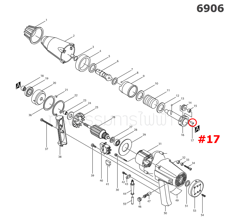 สลัก บล็อคไฟฟ้า Makita 6906 [#17] Pn.256041-6 (แท้) ##