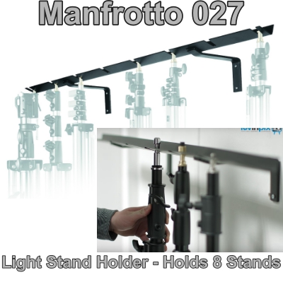 ที่แขวนขาตั้งทุกชนิด Manfrotto 027 ใช้ติดตั้งกับฝาผนัง Light Stand Holder - Holds 8 Stands ประกันศูนย์ 5 ปี