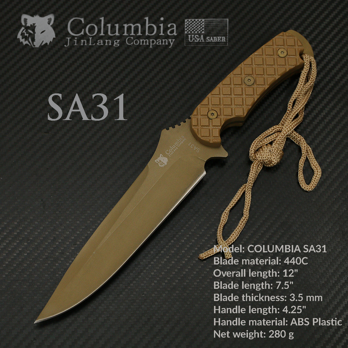 มีดเดินป่า COLUMBIA รุ่น SA31 DESERT ACU ซองลายพรางทะเลทราย