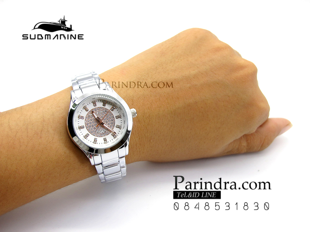 นาฬิกา U.S. submarine รุ่น J075L หน้าปัดคริตตัลสีขาวลาย Pink Gold