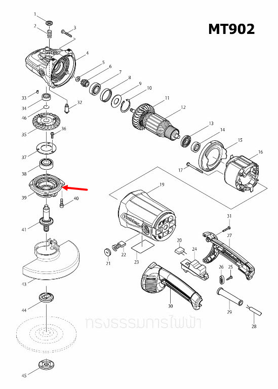 ฝาปิดลูกปืน หินเจียร Maktec-มาคเทค MT902 [#39] Pn.318617-8 (แท้) ##