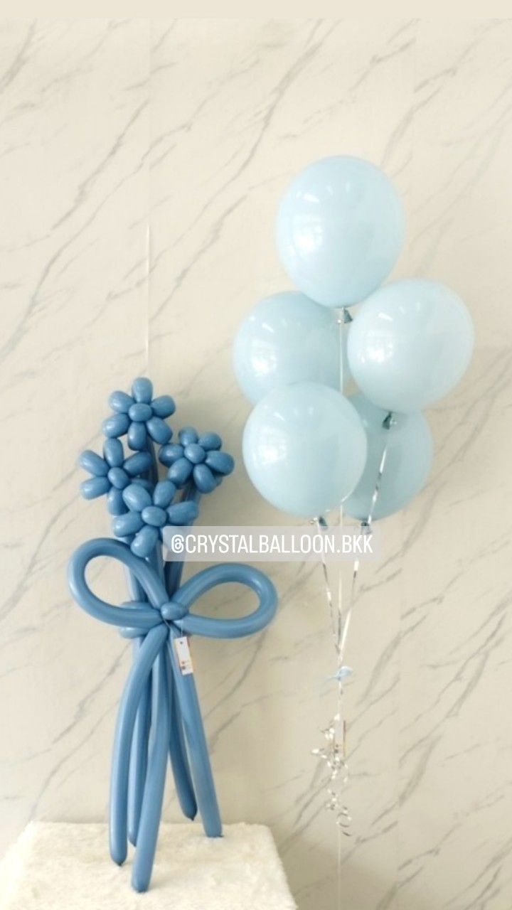 สั่ง Flower Balloon Small Bouquet ช่อ 4 ดอก พร้อม ช่อลูกโป่ง ช่อ 5 ลูก 1 ช่อ พร้อมตกแต่ง สามารถเปลี่ยนสีลูกโป่งได้