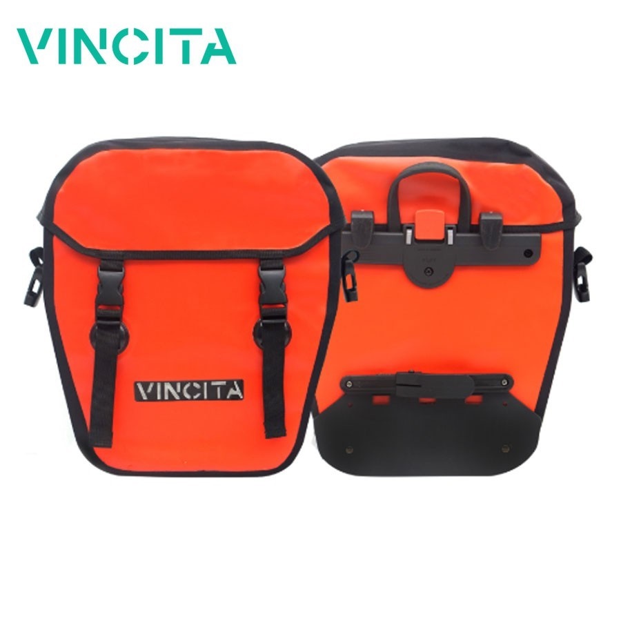 Vincita B060WP-AR กระเป๋าแพนเนียร์กันน้ํา 100% ใบใหญ่ แบบมีฝาครอบ คลิปปลดเร็ว Klickfix มีสายสะพาย ราคาต่อคู่ (2ใบ)