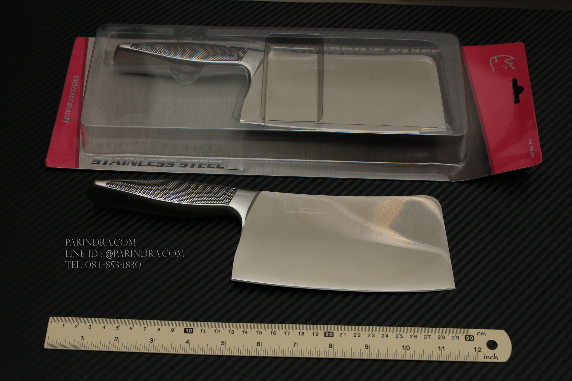 มีดอีโต้ทำครัว Rhino Brand Knife No.6562 ด้ามแสตนเลส ขนาดใบ 6.5 นิ้ว คมสุดๆ (ของแท้)