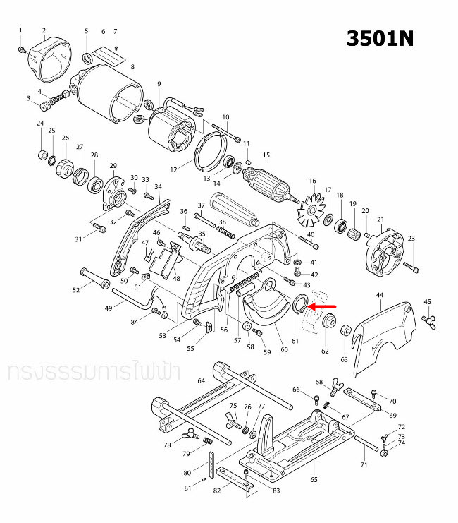RETAINING RINF S-45 เครื่องเซาะร่อง มากีต้า Makita 3501N [#61], N5900B [#4] Pn.961202-2 (แท้) ##(**)
