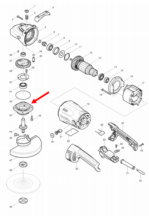 ฝาปิดลูกปืน GA7020, GA7030, GA9020, GA9030 หินเจียร Makita-มากีต้า Pn.317988-0 (แท้) #C3