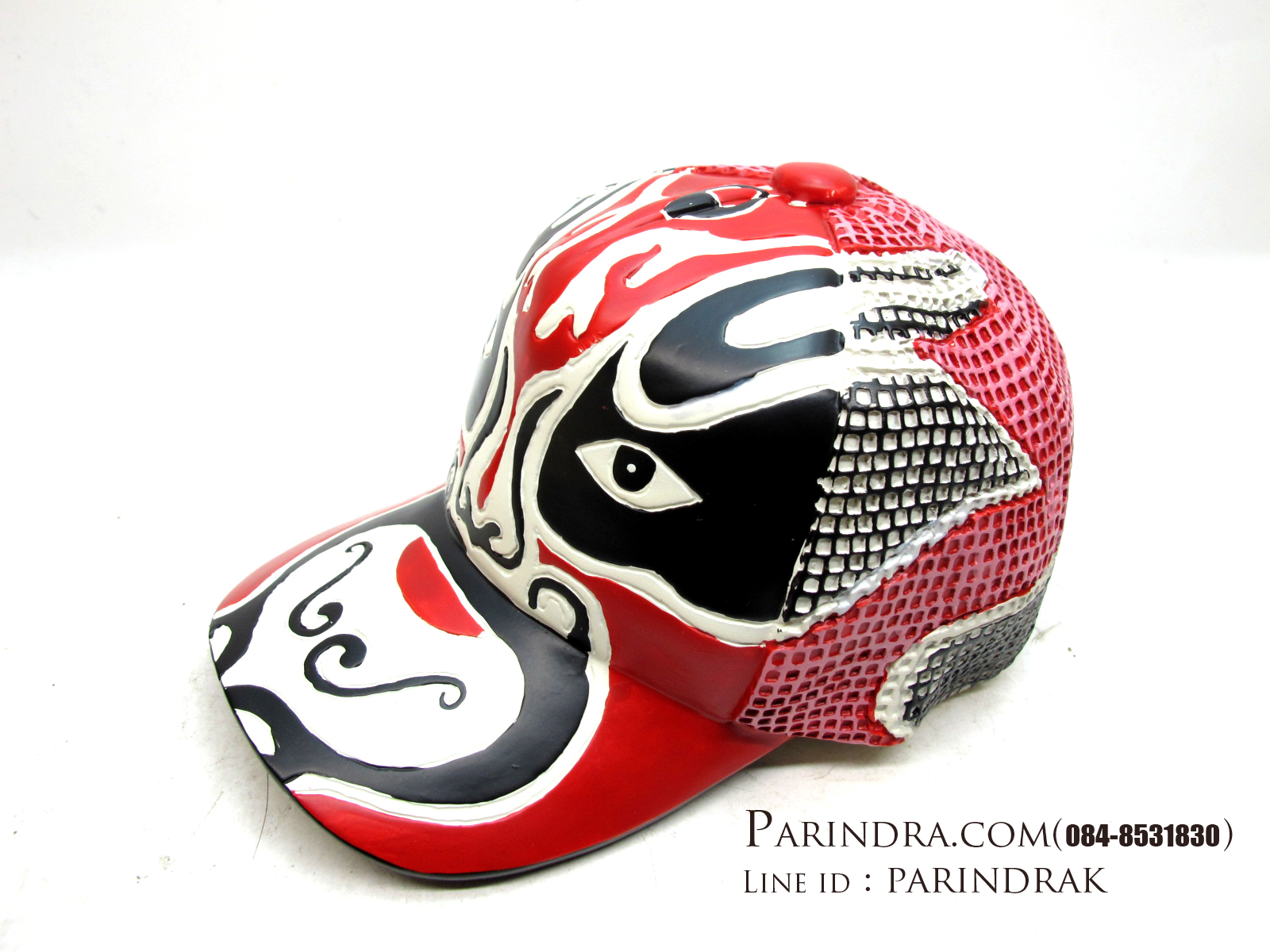 กระปุกออมสินรูปหมวกเพ้นท์ลายหน้ากากญี่ปุ่น คาบูกิ