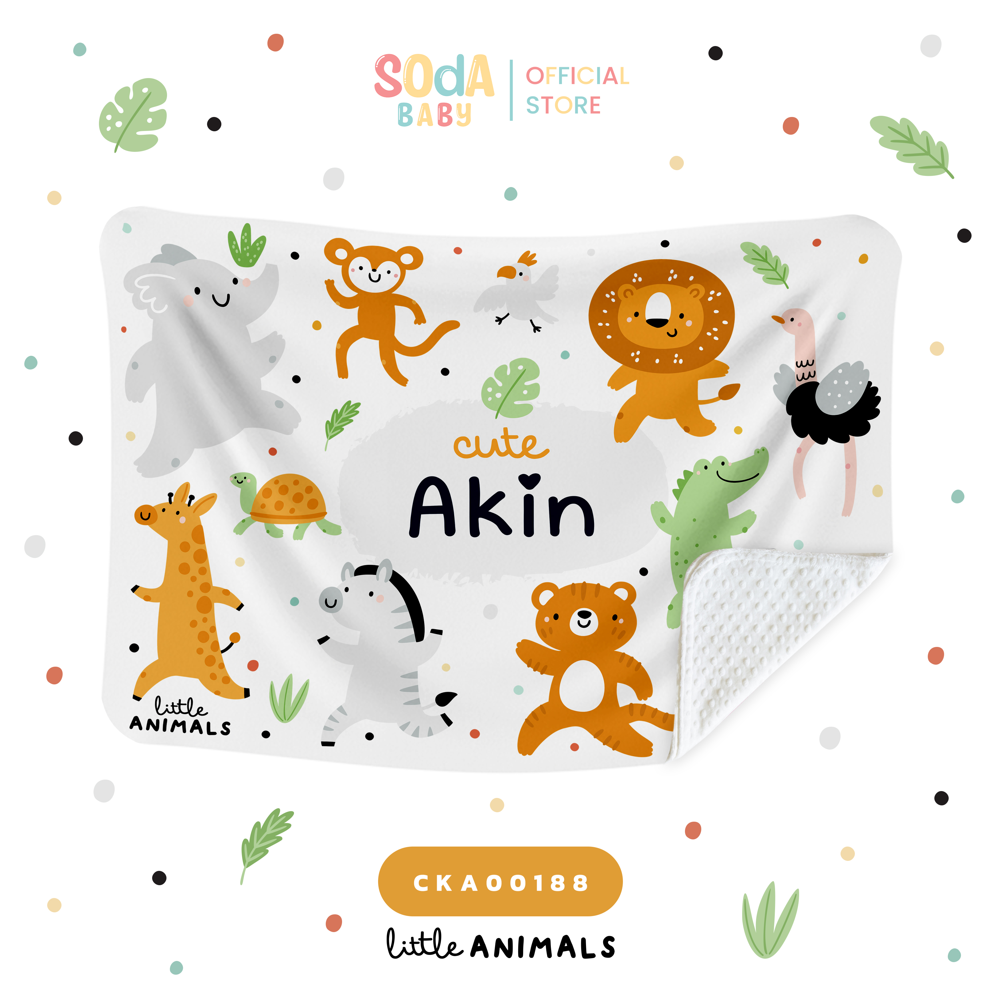 ผ้าห่มเด็ก ใส่ชื่อได้ ลาย LittieAnimals Cute Animal รหัส CKA00188 🦁🐆 #CuteAnimal #ผ้าห่ม #SOdAbaby