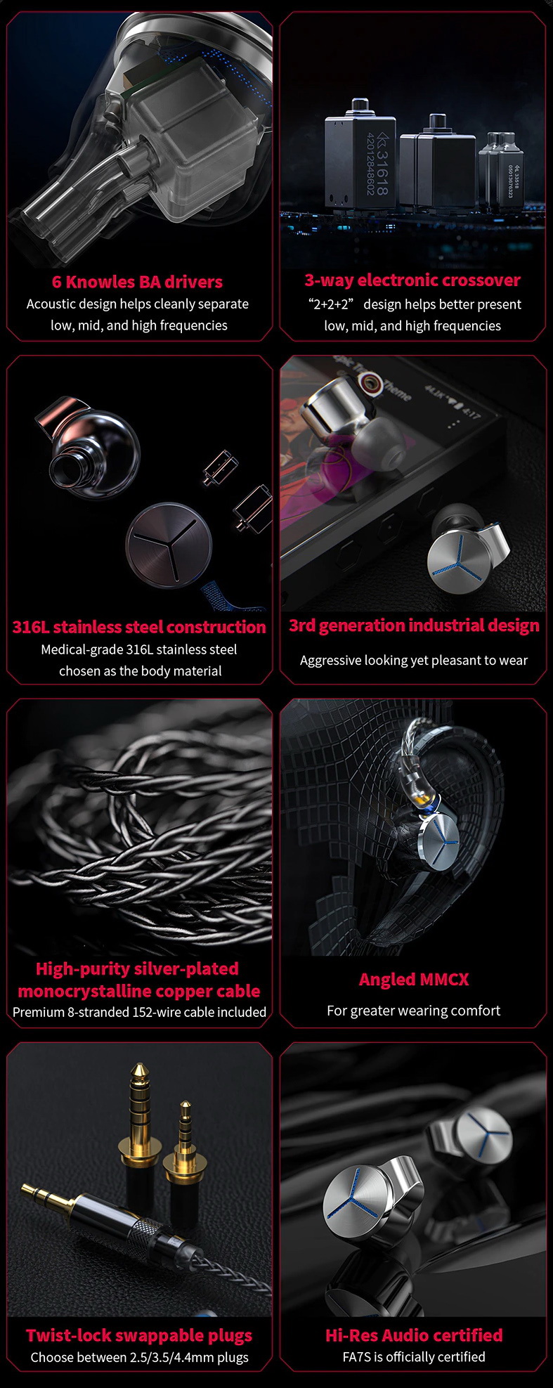 ขาย FiiO FA7S หูฟัง IEMs 6 ไดรเวอร์ 6 Knowles BA รองรับ Hi-Res ประกันศูนย์ไทย