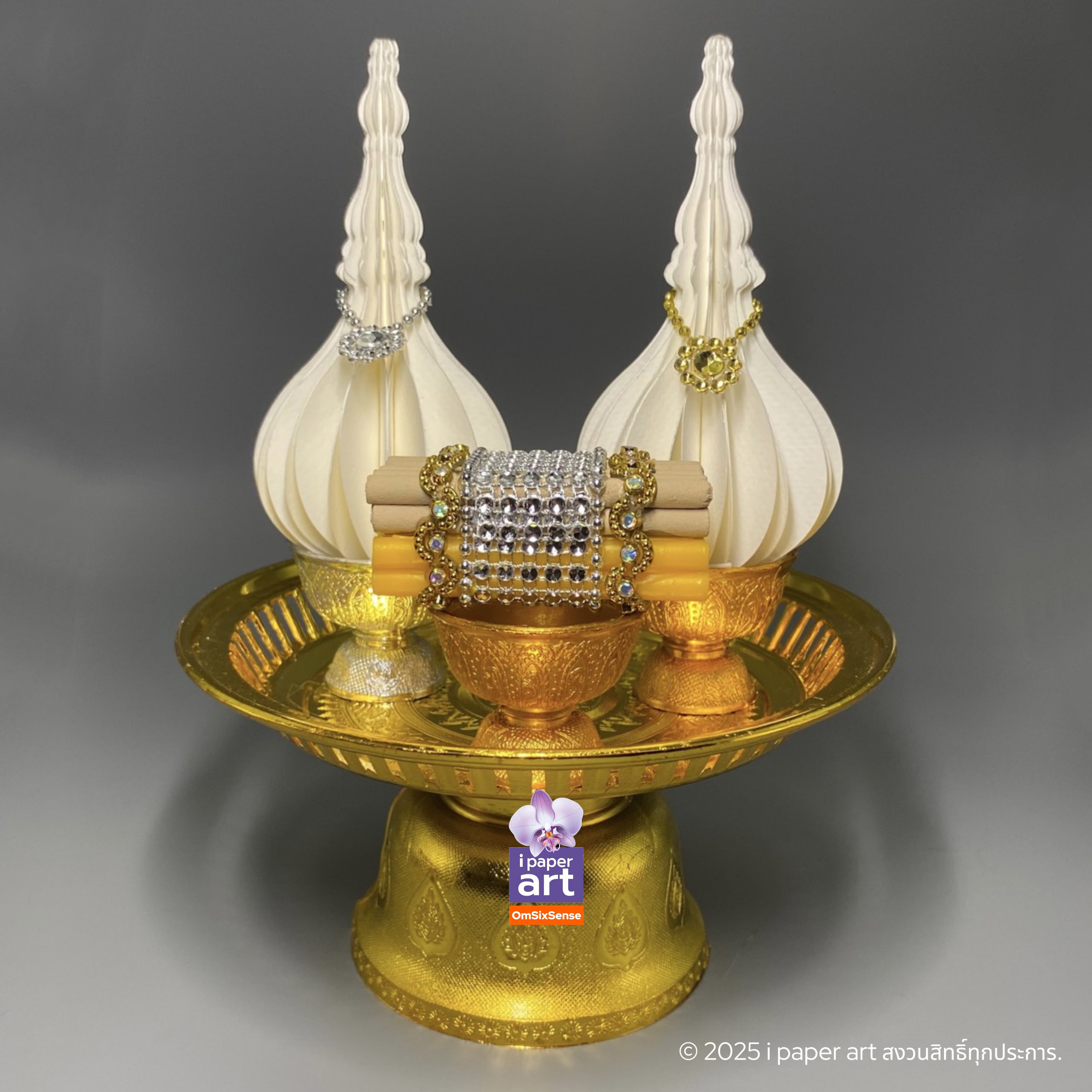 ชุดบูชาพระจิ๋ว มงคลศิลป์ i paper art สินค้าไทย งานปราณีต | ชุดบูชาอย่างดี ครบสมบูรณ์ พร้อมพานรอง
