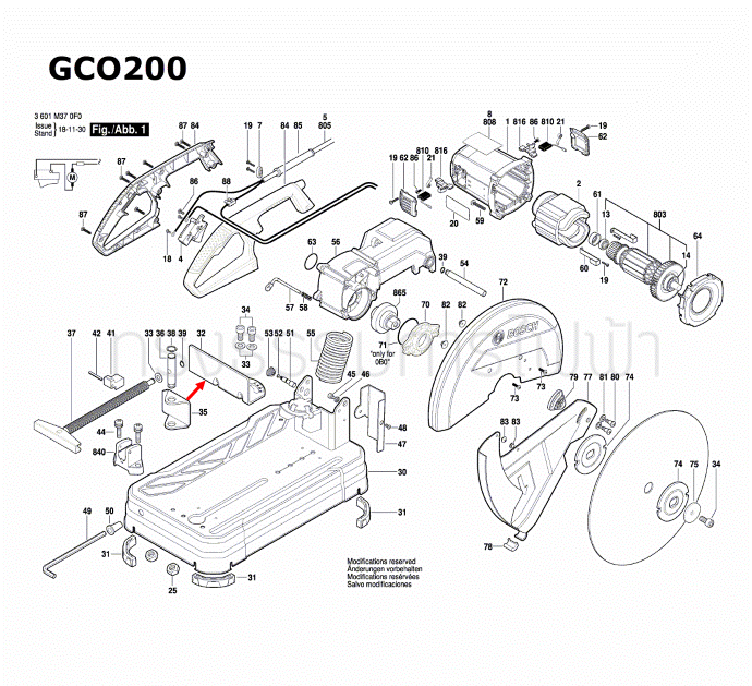 ตัวเสริมยัน เครื่องตัดเหล็ก BOSCH รุ่น GCO14-24, GCO200 Pn.1609B03593 (แท้-สั่ง)