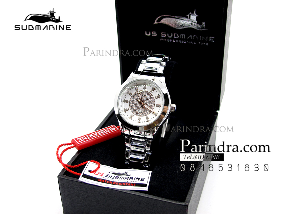 นาฬิกา U.S. submarine รุ่น J075L หน้าปัดคริตตัลสีขาวลาย Pink Gold