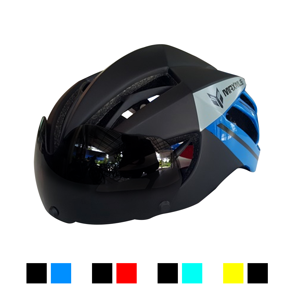 หมวกจักรยาน MAXMUS TT-7 แส่นติดหมวก (มีแว่น 2 ชิ้นเลนส์ดำ+ปรอท)