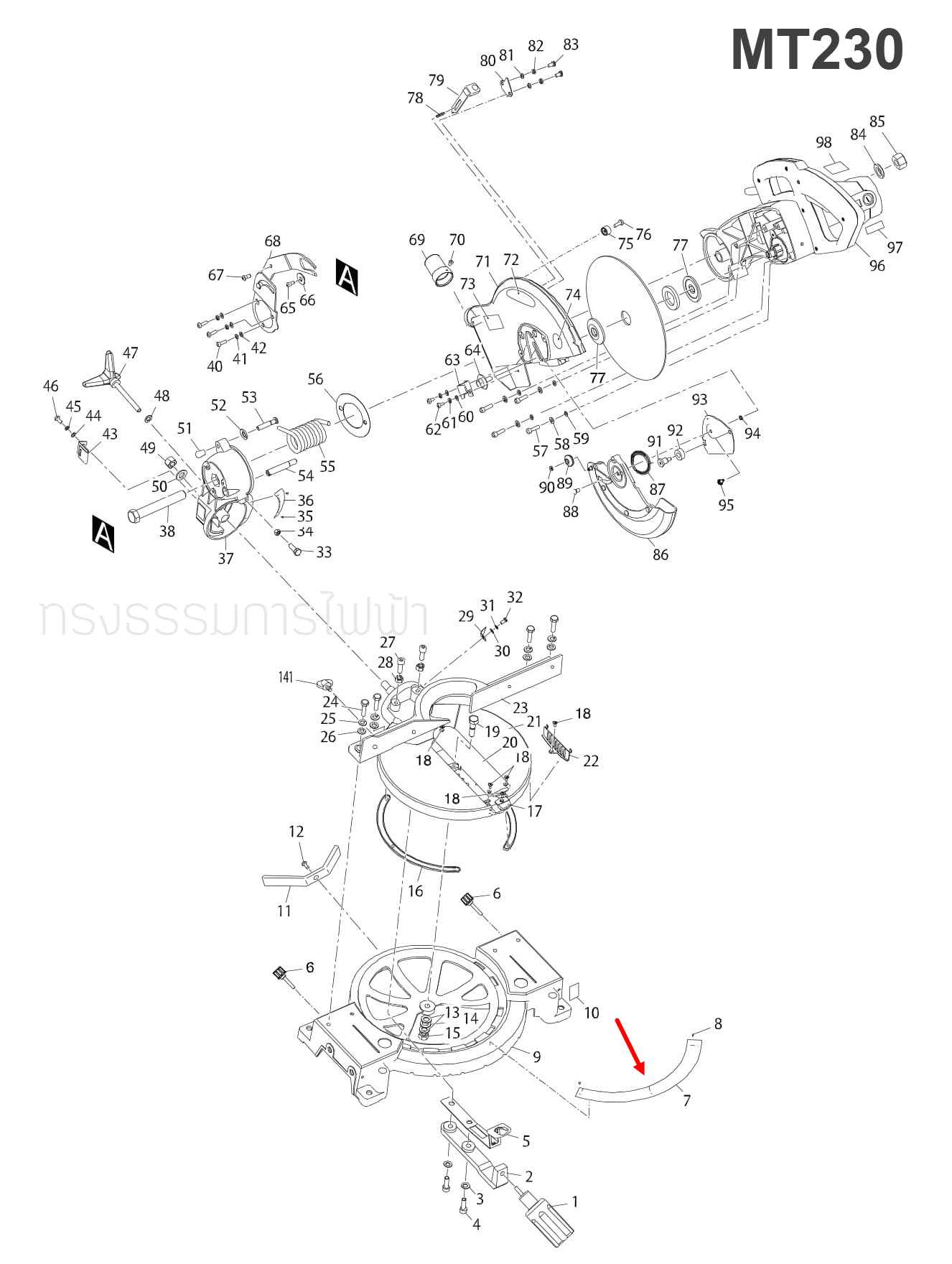 MITER ANGLE LABEL แท่นตัดปรับองศา Maktec MT230 [#7] Pn.JM23000007 (แท้) ##