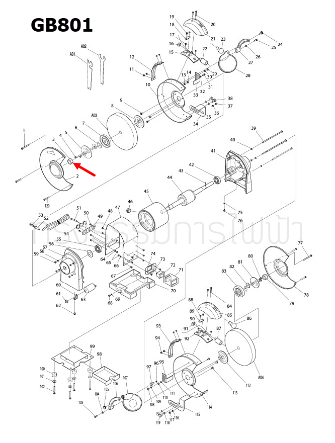 Hex Nut M16L เครื่องเจียร์หินไฟ Makita มากีต้า GB801 Pn.AL00000058 (แท้) ##