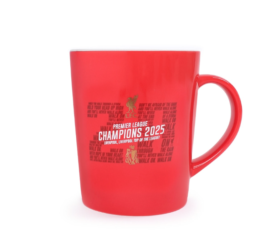 แก้วมัคที่ระลึกลิเวอร์พูลแชมป์พรีเมียร์ลีก Champions 24/25 สีแดงของแท้