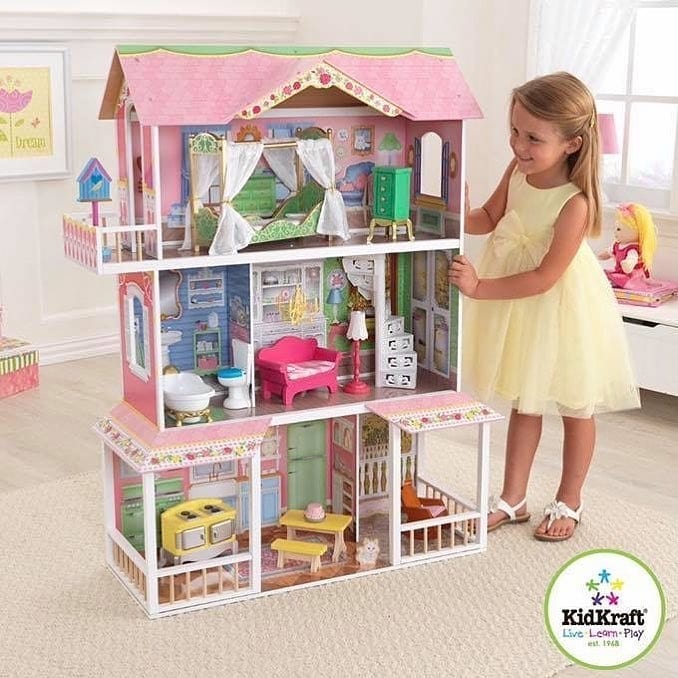 สินค้าใหม่บ้านตุ๊กตาในฝันสำหรับลูกสาว KidKraft รุ่น Sweet Savannah Wooden Dollhouse หลังใหญ่ยักษ์สุดน่ารัก แข็งแรงทนทาน ไม่มีจำหน่ายในทั่วไปในประเทศไทย สินค้านำเข้าจาก USA ของแท้ 100%