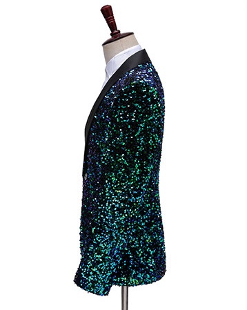 พร้อมเช่า เสื้อสูทชาย สูทแฟชั่น สูทกลิตเตอร์ สีเขียว (2XL)