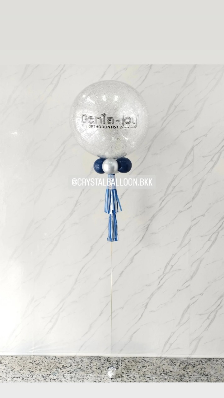 ลูกโป่ง เปิดร้าน Bubble ขนาด 24" กลิตเตอร์สีเงิน 1 ลูก พร้อมตกแต่ง สามารถเปลี่ยนสีลูกโป่ง/เปลี่ยนข้อความ/เปลี่ยนขนาดได้