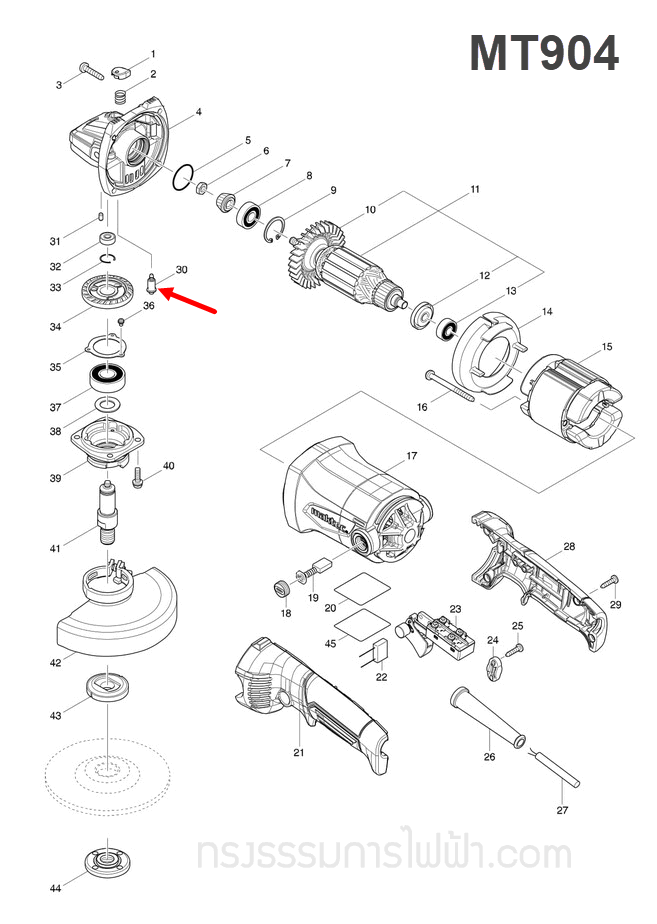 SHOULDER PIN 5 หินเจียร Maktec-มาคเทค MT904 [#30] Pn.256505-0 (แท้) ##