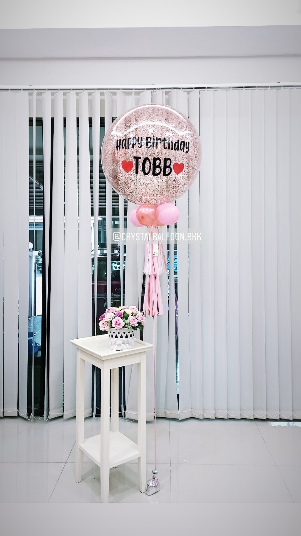 ลูกโป่ง วันเกิด Bubble ขนาด 24" สีโรสโกล พร้อมตกแต่ง สามารถเปลี่ยนสีลูกโป่ง/เปลี่ยนข้อความ/เปลี่ยนขนาดได้