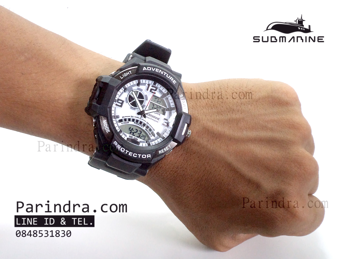 นาฬิกา US submarine Adventure Protector รุ่น TP3156M สีดำหน้าปัดขาว(พื้นเทา)