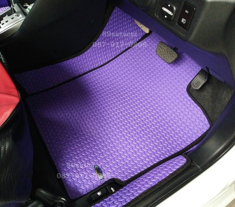 ยางปูพื้นรถยนต์เข้ารูป Toyota Vios 2016 ธนูสีม่วงขอบดำ