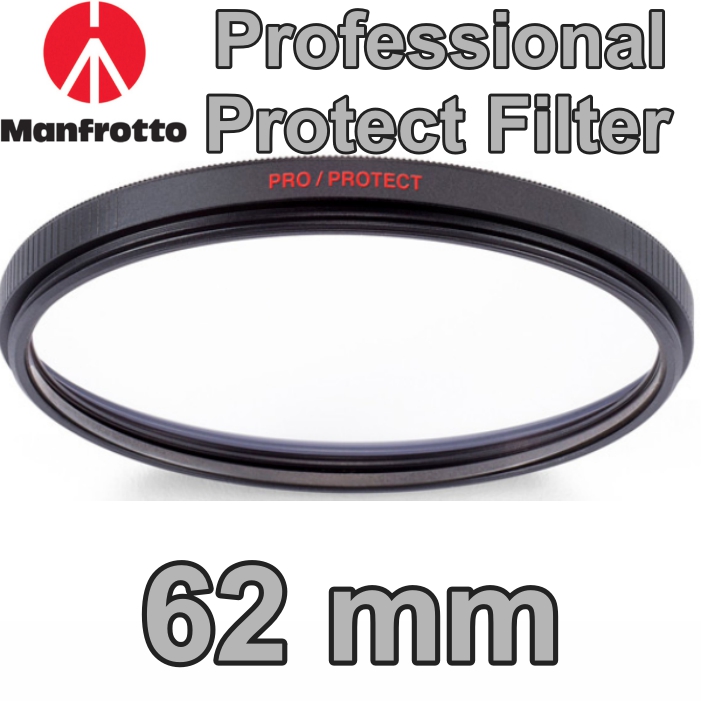 Manfrotto Professional Protect 62 mm Filter ฟิลเตอร์ป้องกันเลนส์ ป้องกันฝุ่นความชื้นรอยขีดข่วน ป้องกันไฟฟ้าสถิตย์ กันน้ำและน้ำมัน multi-coat 12 ชั้น แสงส่องผ่าน 99.3% ผลิตญี่ปุ่น ประกันศูนย์ 5 ปี