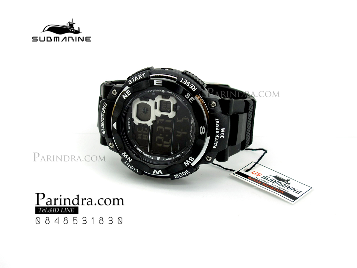 นาฬิกา US submarine TP1333M สีดำล้วน ขอบในขาว