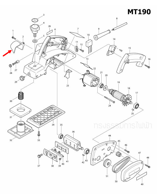 CHIP COVER กบไสไม้ไฟฟ้า Maktec MT190 [#2] Pn.418468-0 (แท้) ##