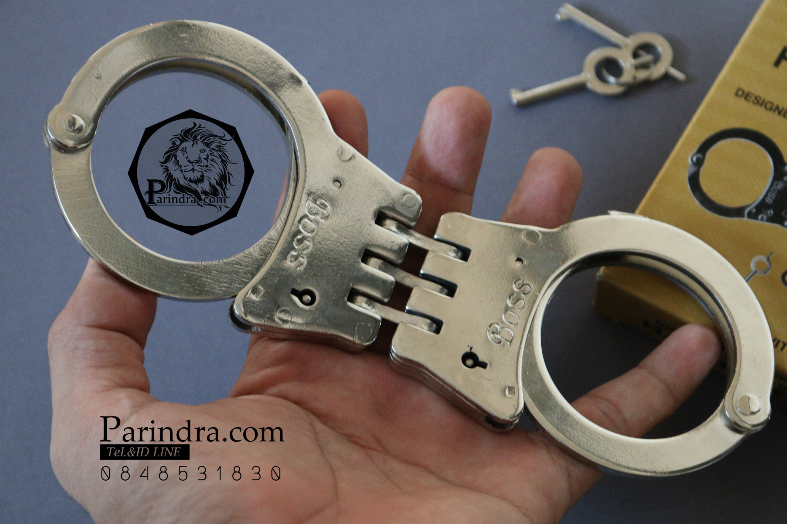 กุญแจมืออย่างดี แบบเดียวกับตำรวจใช้ Handcuffs Double Lock ทนทาน มีกุญแจให้สองดอก