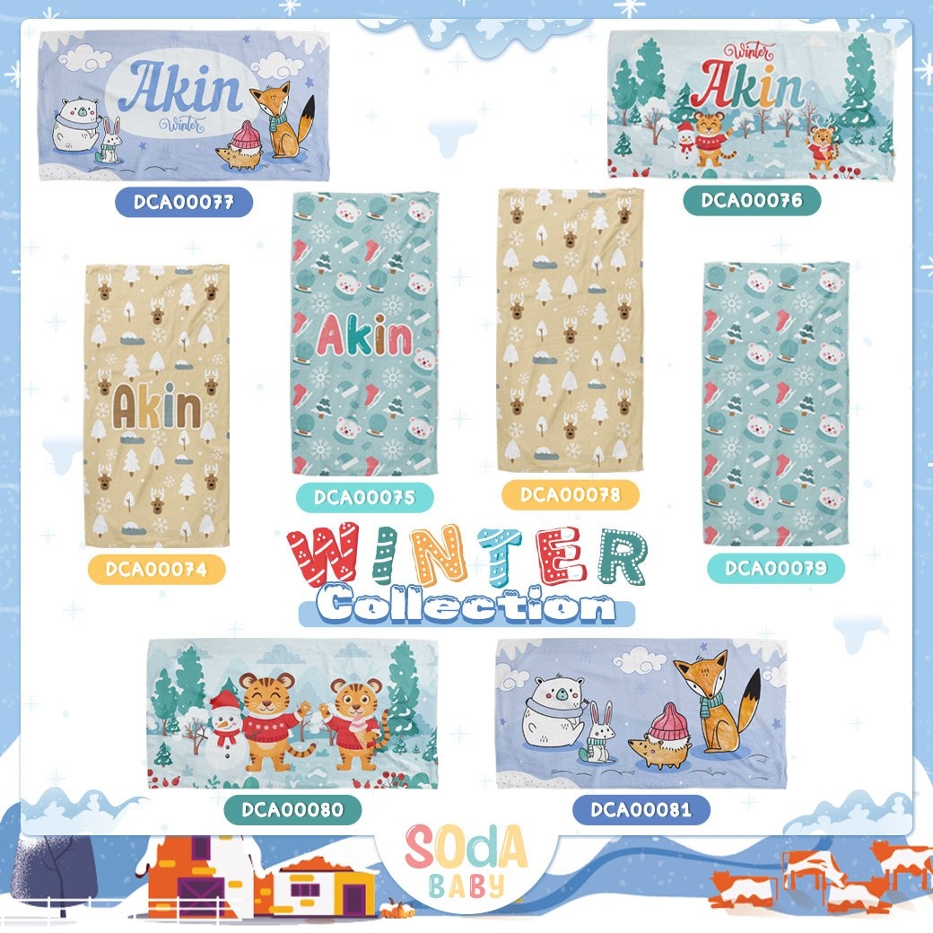 ผ้าเช็ดตัวเด็ก ใส่ชื่อได้ ลาย Winter รหัส DCA00074 ⛄️❄️#Winter #SOdAbaby
