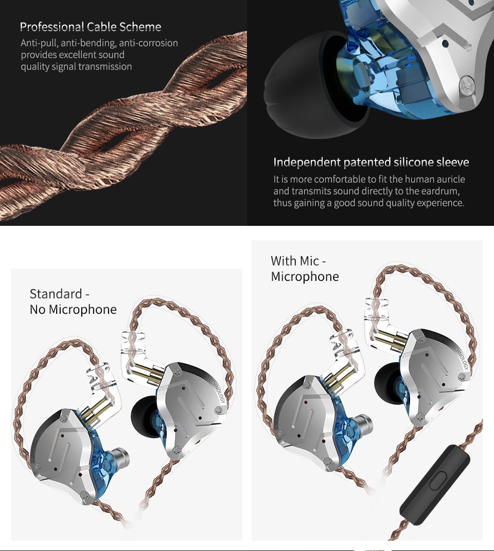 ขาย KZ ZS10 PRO Glare version หูฟัง Hybrid 5 ไดร์เวอร์ (4BA+1DD) ถอดสายได้