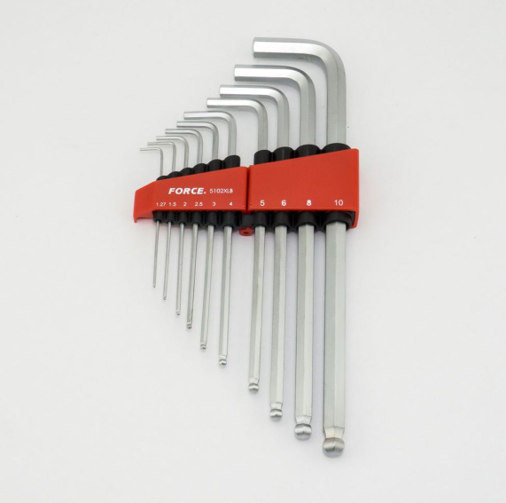 ประแจ แอลหัวบอล ยาวพิเศษ (10ชิ้น) ฟอร์ซ (FORCE) Pn.5102XLB (แท้-สั่ง) (**)