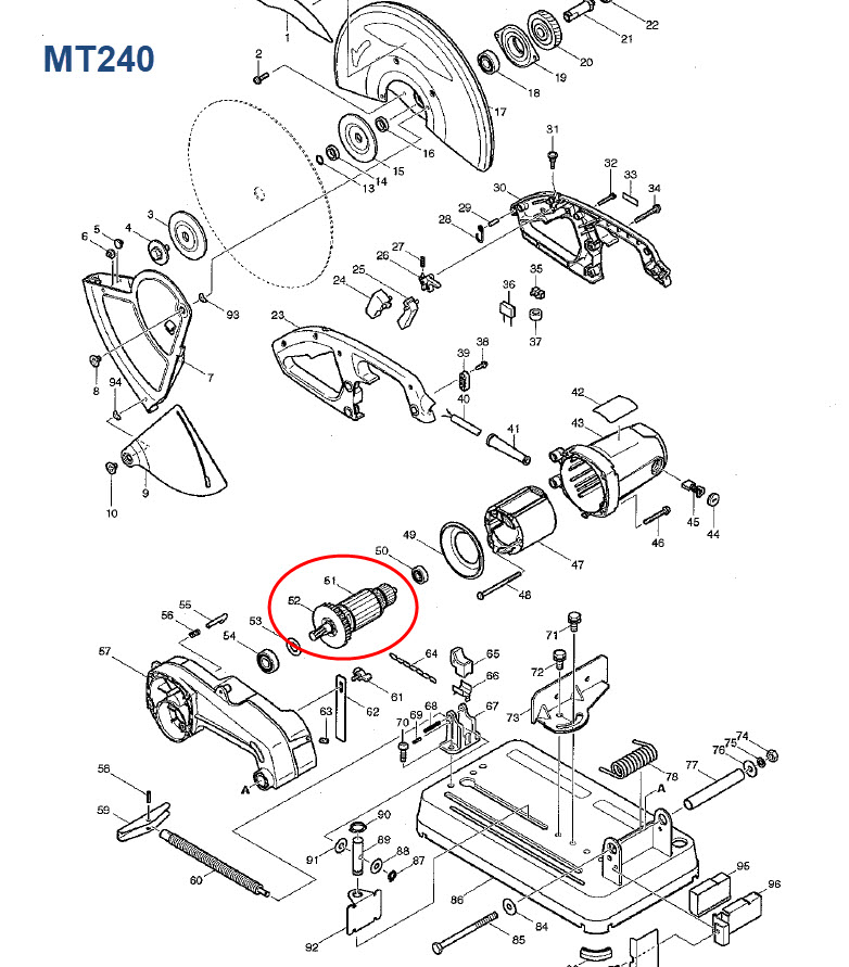 ทุ่น แท่นตัด Maktec MT240, MT241