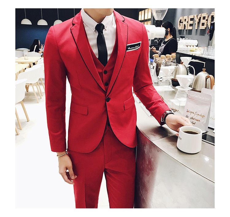 Pre-order ชุดสูทชาย สีแดง เข้ารูป