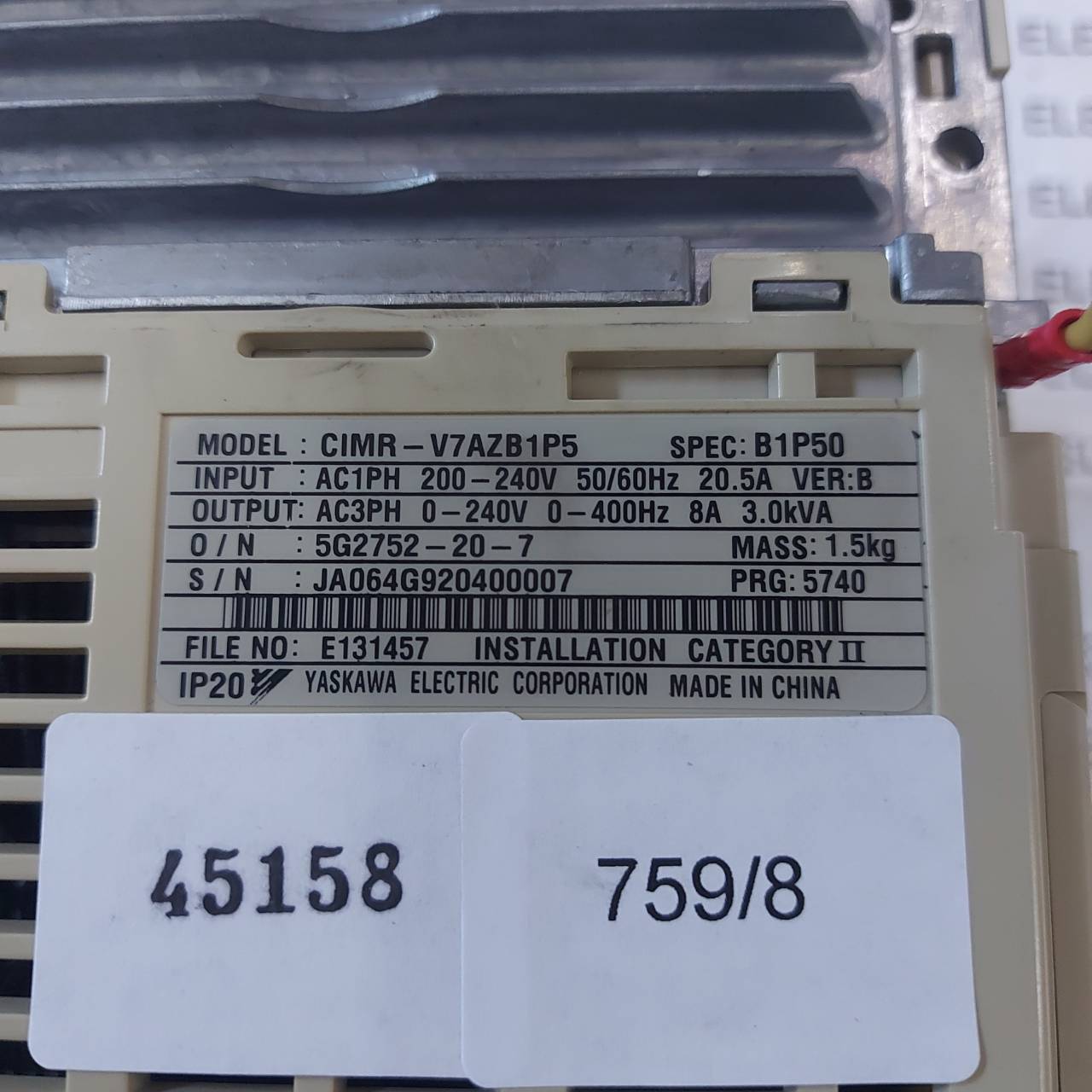 CIMR-V7AZB1P5 INVERTER " YASKAWA "