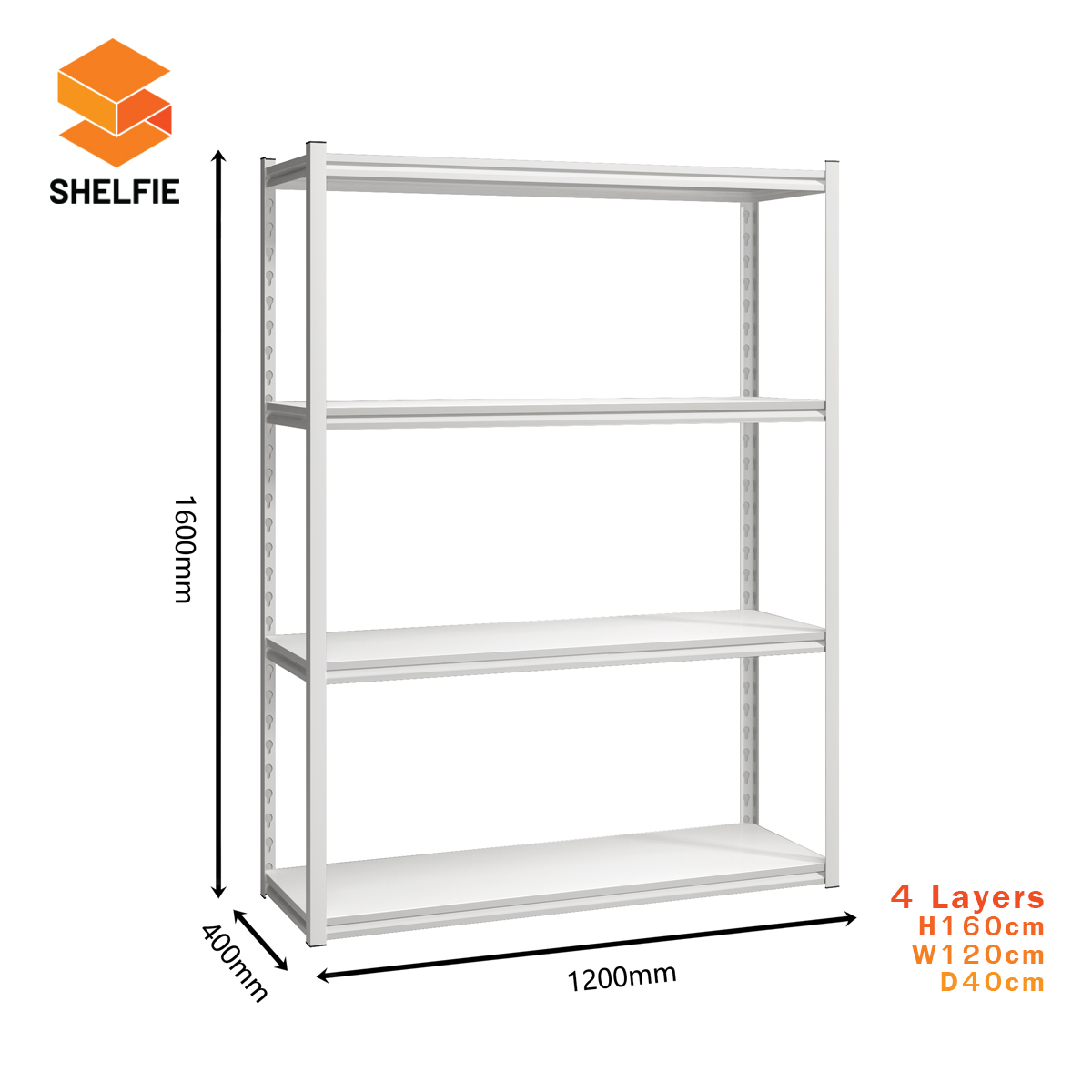 ชั้นเหล็ก 4 ชั้น : ขนาด ส160 x ก120 x ล40 ซม.