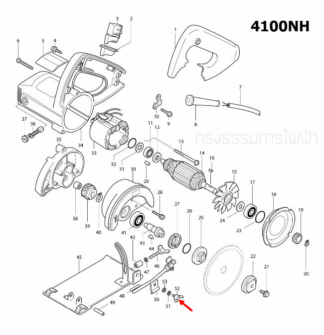 น๊อตหางปลา M5X10 เราท์เตอร์, เครื่องตัดคอนกรีต Makita 2414 [#12], 3612BR [#34], 4100NB [#51], 4100NH [#52], 1100 [#40] Pn.924206-5 (แท้) ##