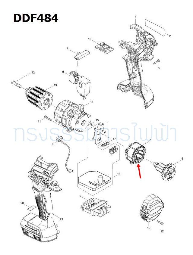 ฟิลคอยล์ ไขควงกระเเทกไร้สาย Makita มากีต้า DHP484, DDF484 (แท้) ##