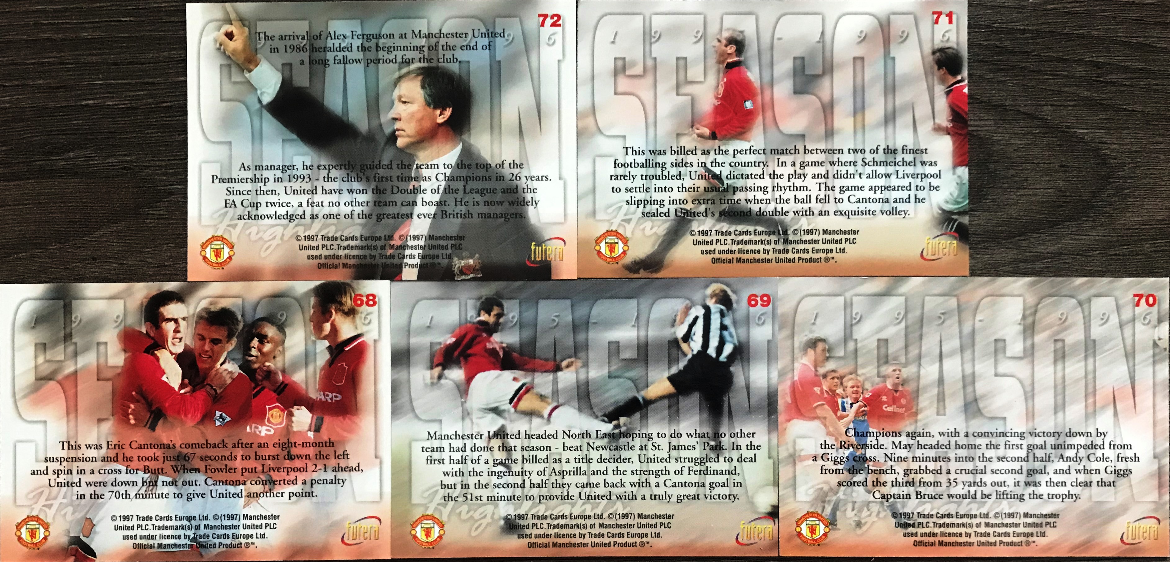 การ์ดสะสม ฟุตบอล สโมสรแมนเชสเตอร์ ยูไนเต็ด - ฟูเทร่า แมนเชสเตอร์ ยูไนเต็ด 1997 ใหม่ / MANCHESTER UNITED Football Club Collector Card Series - FUTERA MANCHESTER UNITED 1997 NEW