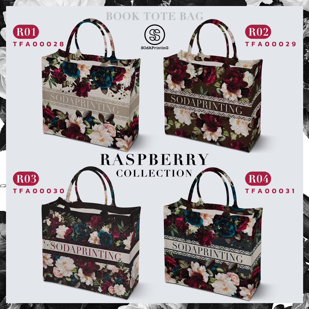 กระเป๋า Book Tote Bag RASPBERRY COLLECTION รหัส TFA00031 #ใส่ชื่อได้ #SOdAbag #SOdAPrintinG