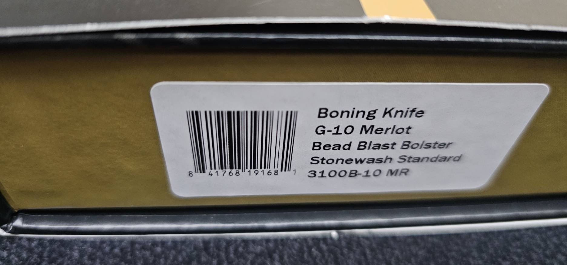 MICROTECH 3100B-10MR 6.125" BONING KNIFE STONEWASH STANDARD TITANIUM BOLSTER MERLOT G-10