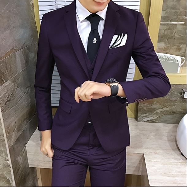 Pre-order ชุดสูทชาย สีม่วง เข้ารูป